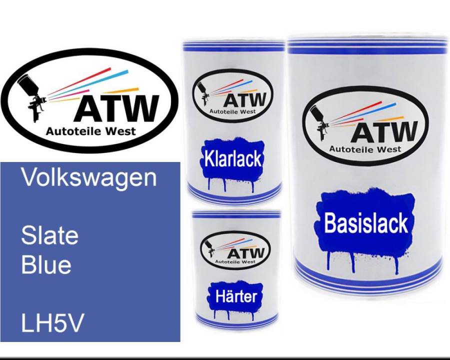 Volkswagen, Slate Blue, LH5V: 500ml Lackdose + 500ml Klarlack + 250ml Härter - Set, von ATW Autoteile West.